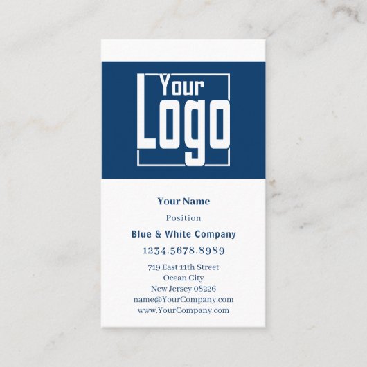 Klassiek blauw en wit portret formaat Loyaliteit & Afsprakenkaartje (Voorkant)