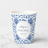 Klassiek blauw en wit Waterverf Vrijgezellenfeest Papieren Bekers (Voorkant)