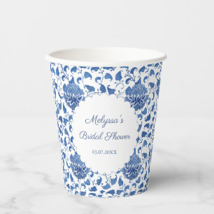 Klassiek blauw en wit Waterverf Vrijgezellenfeest Papieren Bekers