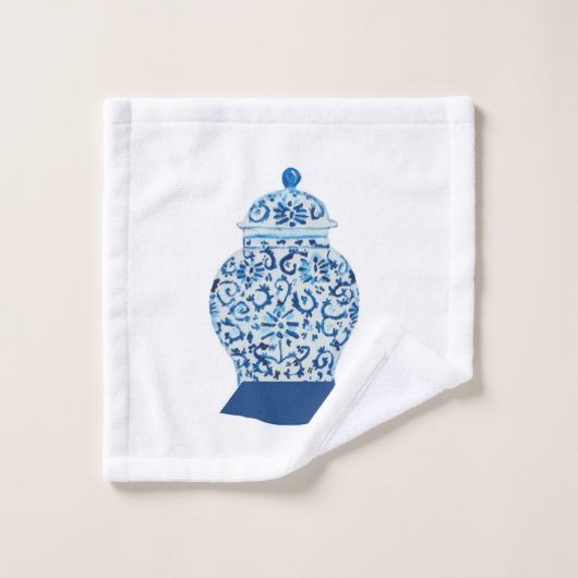 Klassiek blauw en witte gember jar bad handdoek (Wasdoekje)