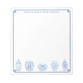 Klassiek blauw en witte gember jars gepersonalisee notitieblok (Voorkant)