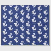 Klassiek blauw Frans platteland Toile Deer Forest Cadeaupapier (Vlak)