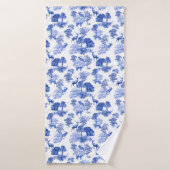 Klassiek blauw Frans Toile Deer Forest Countryside Badhanddoek (Badhanddoek)