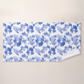 Klassiek blauw Frans Toile Deer Forest Countryside Badhanddoek (Badhanddoek)