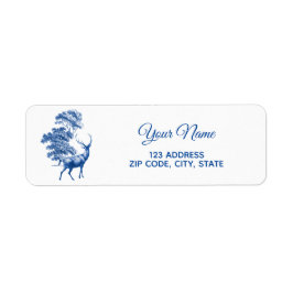 Klassiek blauw Frans Toile Deer in Forest Label