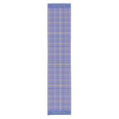 Klassiek blauw gele gingham met patroonpatroon korte tafelloper (Voorkant)