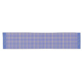 Klassiek blauw gele gingham met patroonpatroon korte tafelloper (Horizontaal)