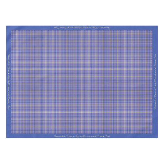 Klassiek blauw gele gingham met patroonpatroon tafelkleed (Voorkant (Horizontaal))