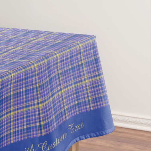 Klassiek blauw gele gingham met patroonpatroon tafelkleed (Voorbeeld)