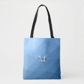 Klassiek blauw geometrisch maasvormpatroon monogra tote bag (Voorkant)