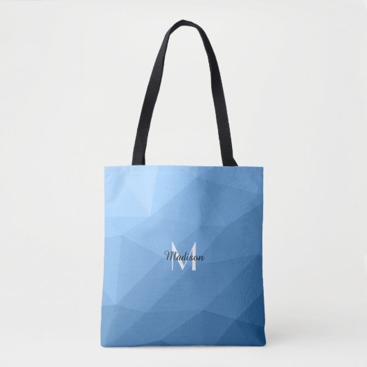 Klassiek blauw geometrisch maasvormpatroon monogra tote bag (Voorkant)