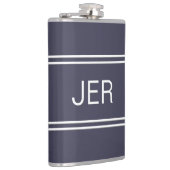 Klassiek Blauw Gepersonaliseerd Monogram Initiaal  Heupfles (Rechts)