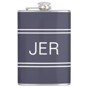 Klassiek Blauw Gepersonaliseerd Monogram Initiaal  Heupfles