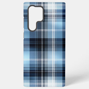 Klassiek blauw geplakt patroon – trendy Tartan Des Samsung Galaxy Hoesje