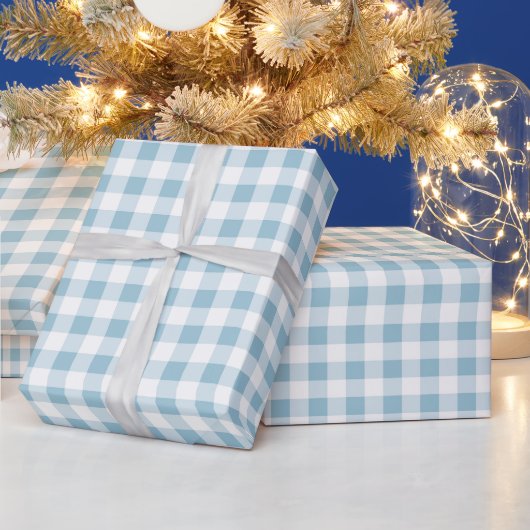 Klassiek Blauw Geruit Kerstmis Cadeaupapier (Feestdagen)
