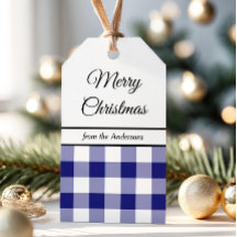Klassiek Blauw Geruit Prettig Kerstfeest