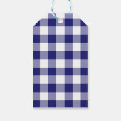 Klassiek Blauw Geruit Prettig Kerstfeest Cadeaulabel (Achterkant)