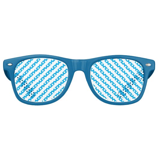 KLASSIEK BLAUW GESTREEPT FEEST RETRO ZONNEBRIL (Voorkant)