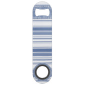 Klassiek blauw gevarieerd strepes geometrisch patr speed flessenopener (Achterkant)