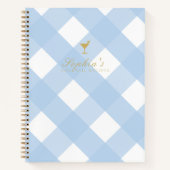 Klassiek blauw Gingham Blank cocktail recept Notitieboek (Voorkant)