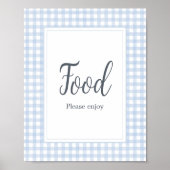 Klassiek blauw gingham eten poster (Voorkant)