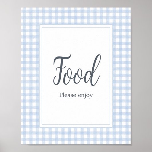 Klassiek blauw gingham eten poster (Voorkant)