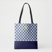 Klassiek blauw Gingham Monogram Tote Bag (Voorkant)