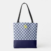 Klassiek blauw Gingham Monogram Tote Bag (Achterkant)