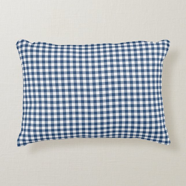 Klassiek blauw Gingham Pattern Accent Pillow Kussen (Voorkant)