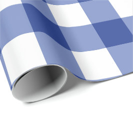 Klassiek Blauw Gingham Plaid op Middelgrote Schaal Cadeaupapier