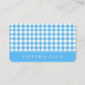 Klassiek Blauw Gingham Visitekaartje (Voorkant)