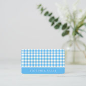 Klassiek Blauw Gingham Visitekaartje (Staand voorkant)