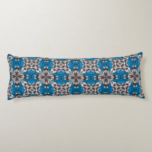 Klassiek Blauw Grijs en Wit Herhalend Tegelpatroon Lichaamskussen
