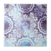 Klassiek blauw grijs geometrisch patroon tegeltje (Voorkant)