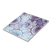 Klassiek blauw grijs geometrisch patroon tegeltje (Zijkant)