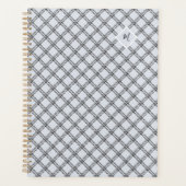 Klassiek Blauw Grijs Plakken met Monogram Planner (Voorkant)
