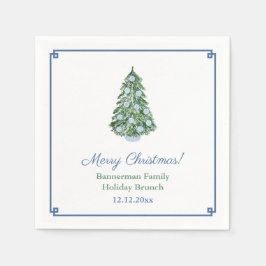 Klassiek Blauw Groen Chinoiserie Kerstfeest Servet