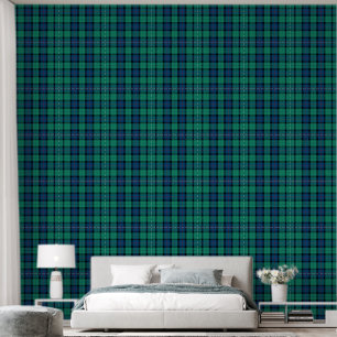 Klassiek Blauw Groen Plaid Behang
