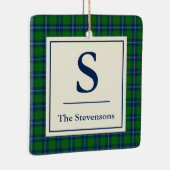 Klassiek Blauw Groen Tartan Gepersonaliseerd Keramisch Ornament (Rechts)
