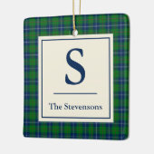 Klassiek Blauw Groen Tartan Gepersonaliseerd Keramisch Ornament (Links)