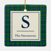 Klassiek Blauw Groen Tartan Gepersonaliseerd Keramisch Ornament (Achterkant)