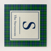 Klassiek Blauw Groen Tartan Gepersonaliseerd Legpuzzel (Horizontaal)