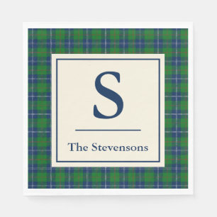 Klassiek Blauw Groen Tartan Gepersonaliseerd Servet