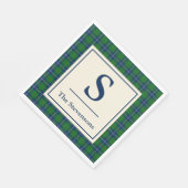 Klassiek Blauw Groen Tartan Gepersonaliseerd Servet (Hoek)