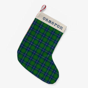 Klassiek Blauw Groen Tartan Plaid Gepersonaliseerd Kleine Kerstsok