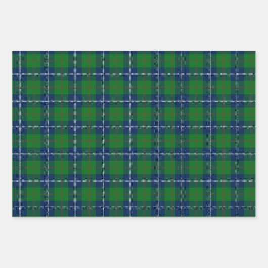 Klassiek Blauw Groen Tartanpatroon Patroon Inpakpapier Vel (Voorkant 3)