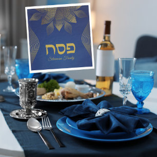 Klassiek Blauw Hebreeuws Pesach Pascha Servet