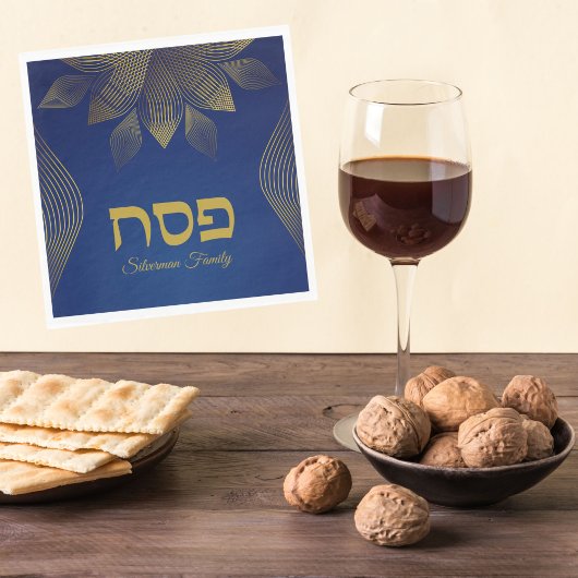 Klassiek Blauw Hebreeuws Pesach Pasen Servet