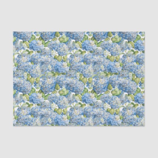  Klassiek Blauw Hydrangea Floral Pattern Tissuepapier (Voorkant)