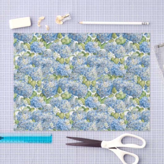 Klassiek Blauw Hydrangea Floral Pattern Tissuepapier (Craft)